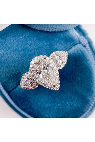 Choice4 7 Q534 Huitan Pear Cubic Zirconia Crystal Rings for Women Luxury Fash...