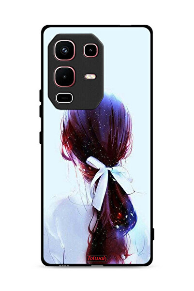 Tolwak غطاء حماية لهاتف Infinix Note 50s بتصميم ربطة شعر مع رباط شعر وفن فتاة