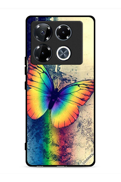 Covernex غطاء حماية لهاتف Infinix Note 40 Pro Plus 5G بتصميم فراشة قوس قزح عتيقة