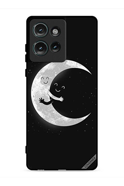 Covernex غطاء حماية لهاتف موتورولا إيدج 50 بتصميم عناق القمر والسماء المظلمة