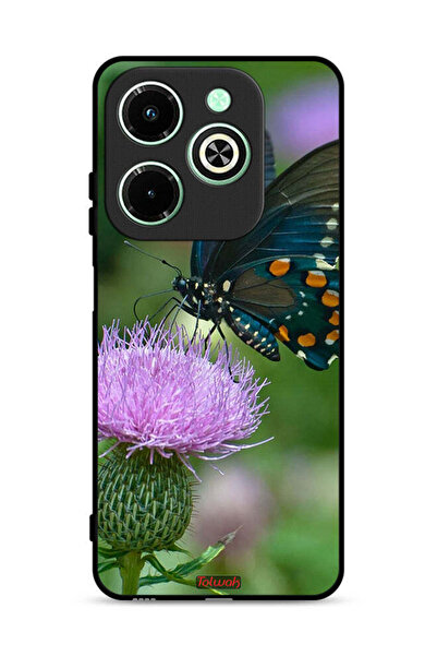 Tolwak غطاء حماية لهاتف Infinix Hot 40i 4G بتصميم فراشة على زهرة