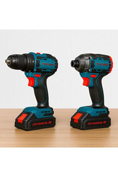 JİMATSU Catpower 5135 Akulu Vidalama ve Matkap Seti 20V 2Ah Li ion Komursuz M...