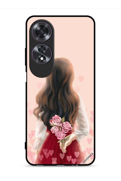 Covernex غطاء حماية لهاتف Oppo A60 بنقشة فتاة تخفي زهورًا