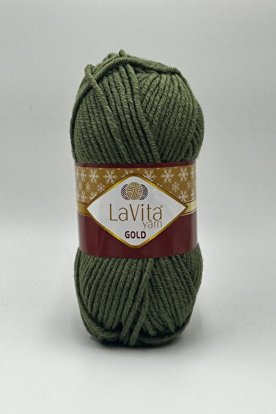 LaVita Yarn Ață de tricotat manuală aurie 100% acrilic 100gr (0424 HAKİ)