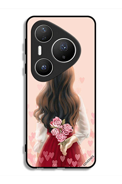 Covernex غطاء حماية لهاتف هواوي بيورا 80 برو بلس، فتاة تخفي زهورًا