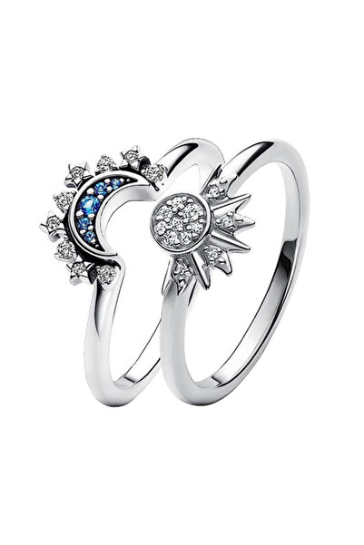 Choice 9 ZA7032-2 خاتم أنيق بتصميم نجمة وقمر وشمس للنساء، مناسب لحفلات الزفاف والخطوبة، يضفي لمسة رومانسية على إطلالة السيدات.