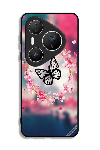 Covernex غطاء حماية لهاتف هواوي بيورا 80 برو بلس بتصميم فراشة وحلقة زهور