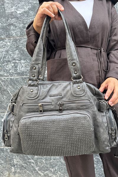 Just Polo Women's Multi-Compartment Soft Washed Leather Handle Cross Shoulder Bag