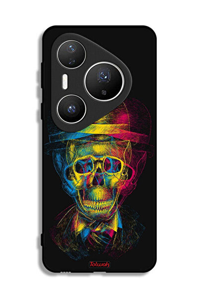 Tolwak غطاء حماية هواوي بيورا 80 برو بتصميم جمجمة وقبعة ملونة وفن خيالي