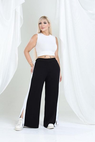 EMEZ Casual Sweatpants with White Stripes and Slits