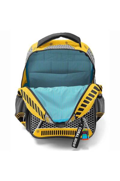 Coral High Yellow Black Robot Patterned School Bag 14424
