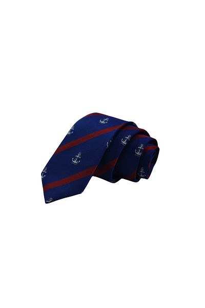Elegante Cravatte Sailor Themed Striped and Anchor Patterned Tie Navy Blue/Red
