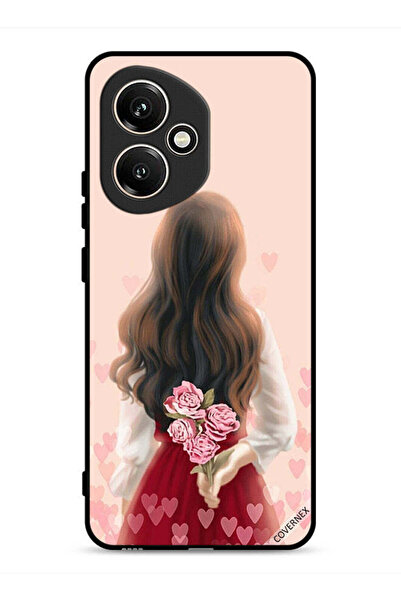 Covernex غطاء حماية لهاتف Honor 400 بطبعة فتاة تخفي أزهارًا