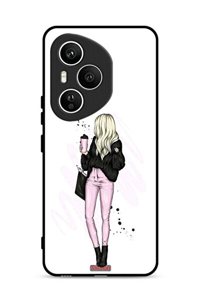 Tolwak غطاء حماية لهاتف Honor 400 Pro، صورة فتاة تحمل كوب قهوة