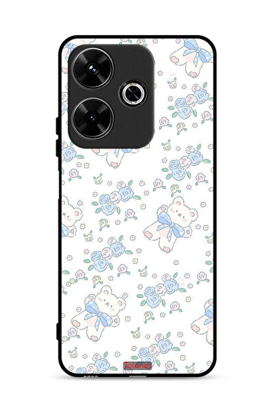 Tolwak غطاء حماية لهاتف شاومي ريدمي 13 4G مع دب تيدي لطيف وأيقونة زهور