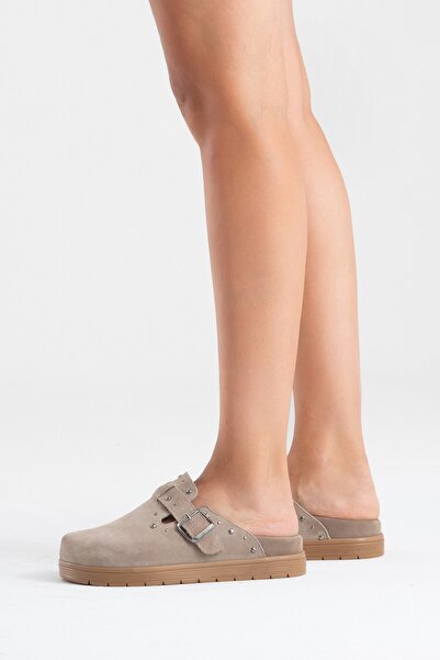 Zeynep Sıradağlı Elvarin Women's Leather Slippers Mink Suede