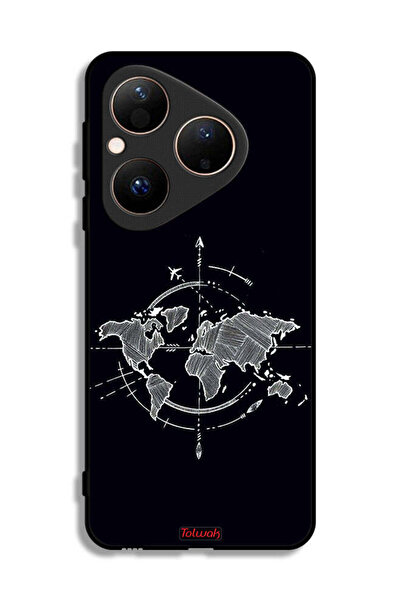 Tolwak غطاء حماية لهاتف هواوي بيورا 80 بنقشة البوصلة
