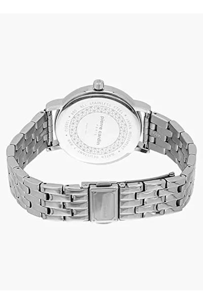 Pierre Cardin ساعة نسائية بمينا أبيض وسوار من الفولاذ المقاوم للصدأ - Pc902262F04، شاشة تناظرية