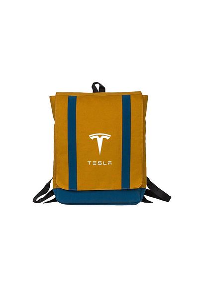 Z zepplin Tesla Logo Text Yellow Backpack