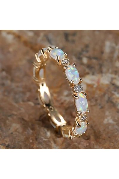 Choice 7 H250 Huitan Imitation Opal Promise Rings for Women Statement Finger Accessories Daily Wear Party C