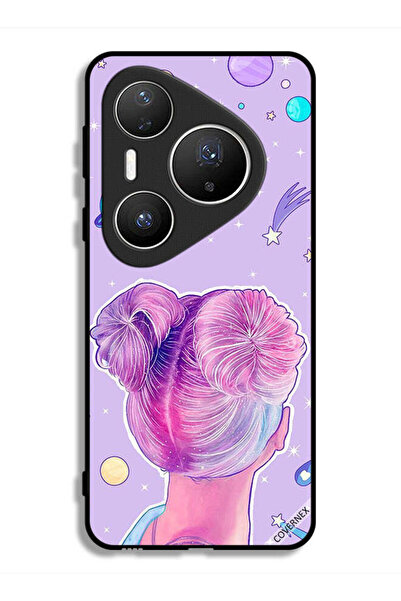 Covernex غطاء حماية لهاتف هواوي بيورا 80 برو بلس، رسم فتاة ونجوم فضاء
