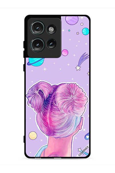 Covernex غطاء حماية لهاتف موتورولا إيدج 50 برسومات فتاة ونجوم الفضاء