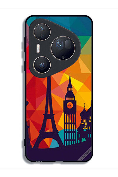 Covernex غطاء حماية فائق لهاتف هواوي بيورا 80 بنقشة باريس الملونة