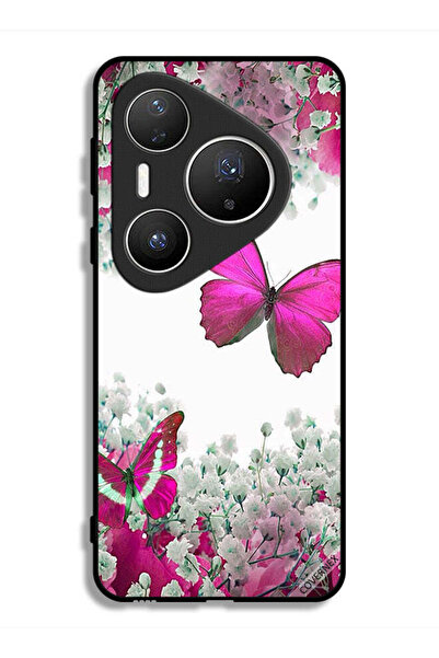 Covernex غطاء حماية لهاتف هواوي بيورا 80 برو بلس برسومات فراشات جميلة وورود صغيرة