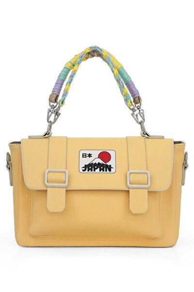 Dogo Geantă de umăr galbenă din piele vegană pentru femei - Design japonez