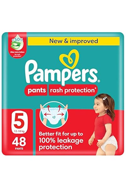 Pampers حماية من الطفح الجلدي، مقاس 5، 12-18 كجم، عبوة ضخمة، 48 حفاضة