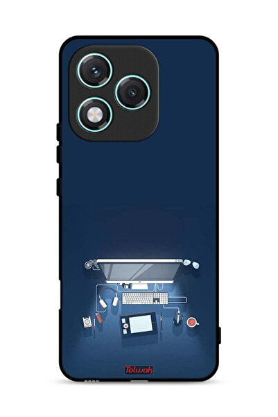 Tolwak غطاء حماية لجهاز Honor 400 Lite بتصميم فني على مكتب الكمبيوتر