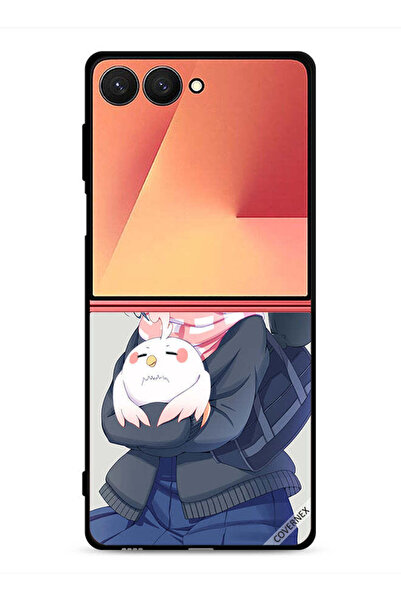 Covernex غطاء حماية لهاتف Samsung Galaxy Z Flip7 برسومات فتاة تحمل حيوانًا أل...