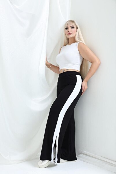 EMEZ Casual Sweatpants with White Stripes and Slits