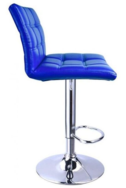 AWF AL WADI FURNITURE Eele Single Adjustable Swivel PU Leather Box Bar stool Bar Chair Kitchen Counter Chair Blue