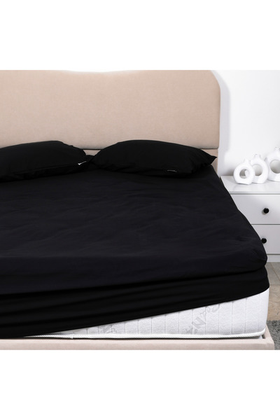Bed N Home SA Black fitted bed sheet set, 100% Egyptian cotton, 250 thread count, 2 pillowcases, 120*200cm