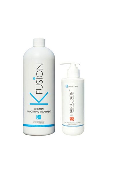 L'Kerabelle Kit de tratament cu keratina K Fusion 1000 ml + sampon clarificator cu keratina Ihair 250 ml