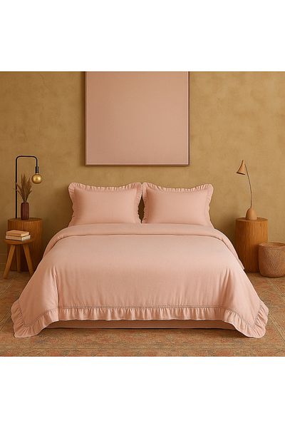 Violacasa Double Ruffle Duvet Cover Set 100% Cotton Private