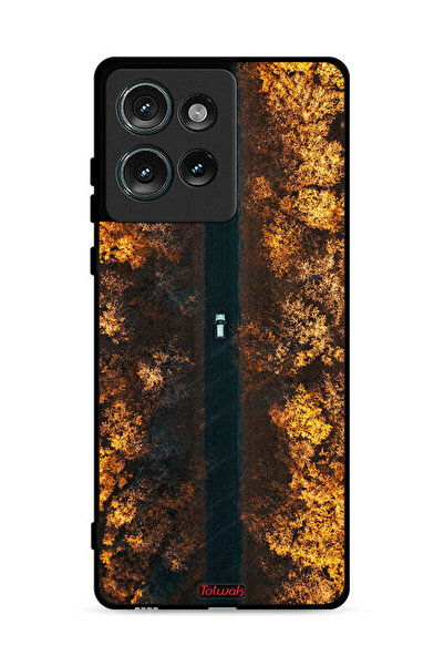 Tolwak غطاء حماية لهاتف موتورولا إيدج 50 مطبوع عليه صورة طريق في أشجار الخريف