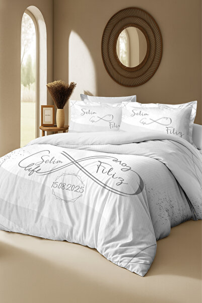 MonoHome KİŞİYE ÖZEL %100 Pamuk Nevresim Takımı – Silver İvinity Tasarımlı İs...