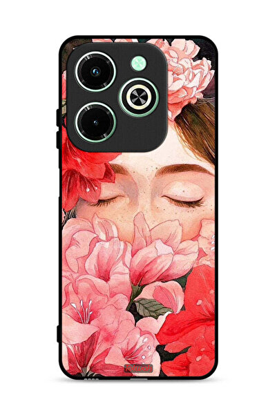 Tolwak غطاء حماية لهاتف Infinix Hot 40i 4G، وجه فتاة مخفي في فن الزهور