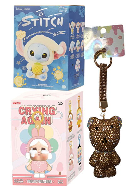 Pofika Stitch Koala Peluş Labubu + Crying Again Cry Baby Labubu +Ayıcık Charm...