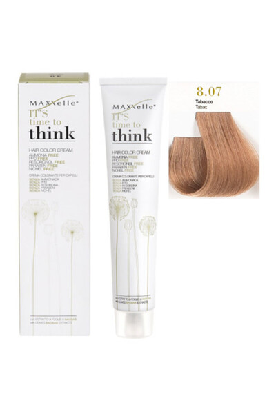 Maxxelle Vopsea de păr Blond Tobacco 8.07 fără amoniac cu ulei de argan Think 100 ml
