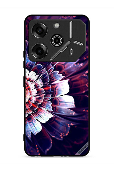 Covernex غطاء حماية لهاتف تكنو بوفا 6 برو 5G مزين بزهرة كبيرة عاكسة على الجان...