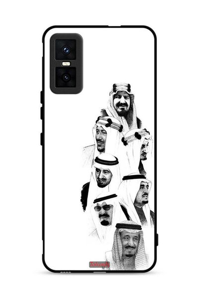 Tolwak غطاء حماية لهاتف إنفينيكس جي تي 30 برو - فن ملوك السعودية - أبيض وأسود