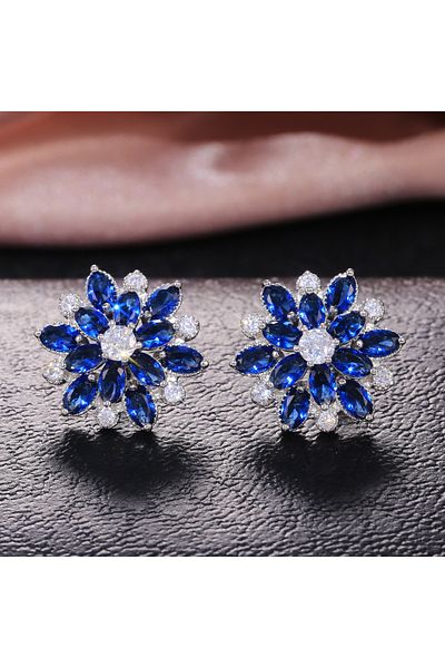 Choice E378 Huitan Gorgeous Double Layer Flower Women Stud Earring 7 Colors Available Wedding Dancing Party