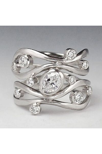 Choice 7 F395 Huitan Novel Design Hollow-out Band OL Style Office Lady Finger Ring Personality Interlaced W