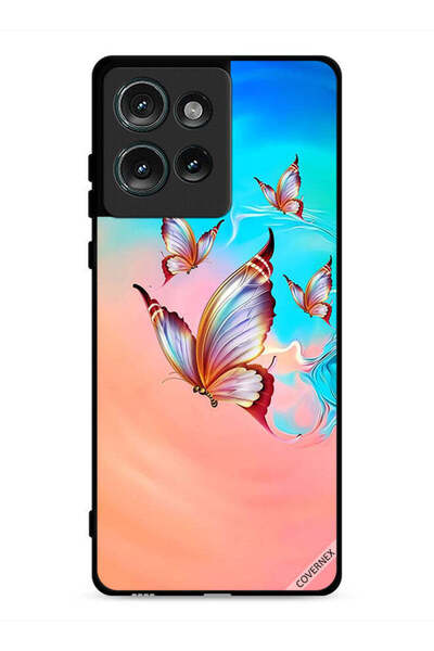 Covernex غطاء حماية لهاتف موتورولا إيدج 50، فراشات تحلق فوق لون الطلاء