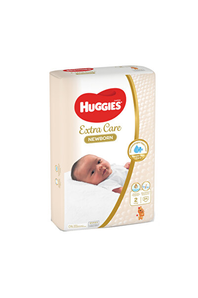 Huggies حفاضات أطفال إكسترا كير، مقاس ٢، ٤-٦ كجم، عبوة جامبو، ٦٤ حفاضة