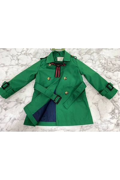 HÇ Hülya Çelik KİDSWEAR 2018 Girl's Trench Coat Green Trench Coat