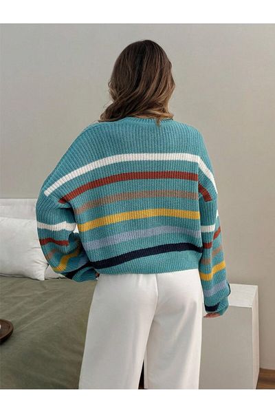 Dier Moda 6 Color Thick Striped Thessaloniki Knitted Crop Women's Sweater